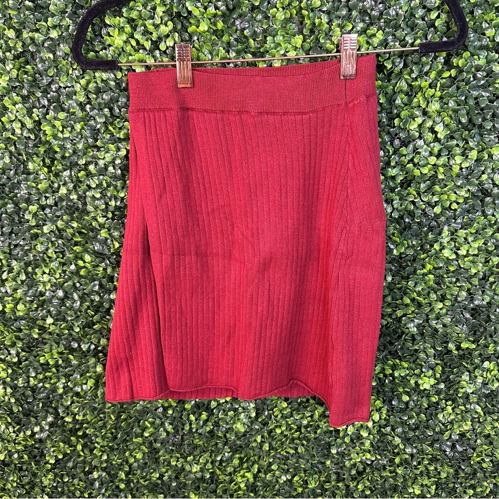Free People  Red ribbed Mini‎ Skirt